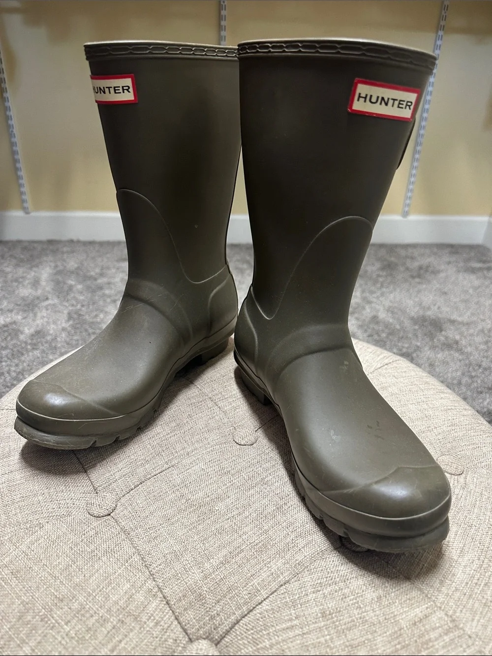 Hunter Rubber Mid-Calf Rain Boots in Olive Green